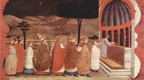 Procession of re-ordained in a church